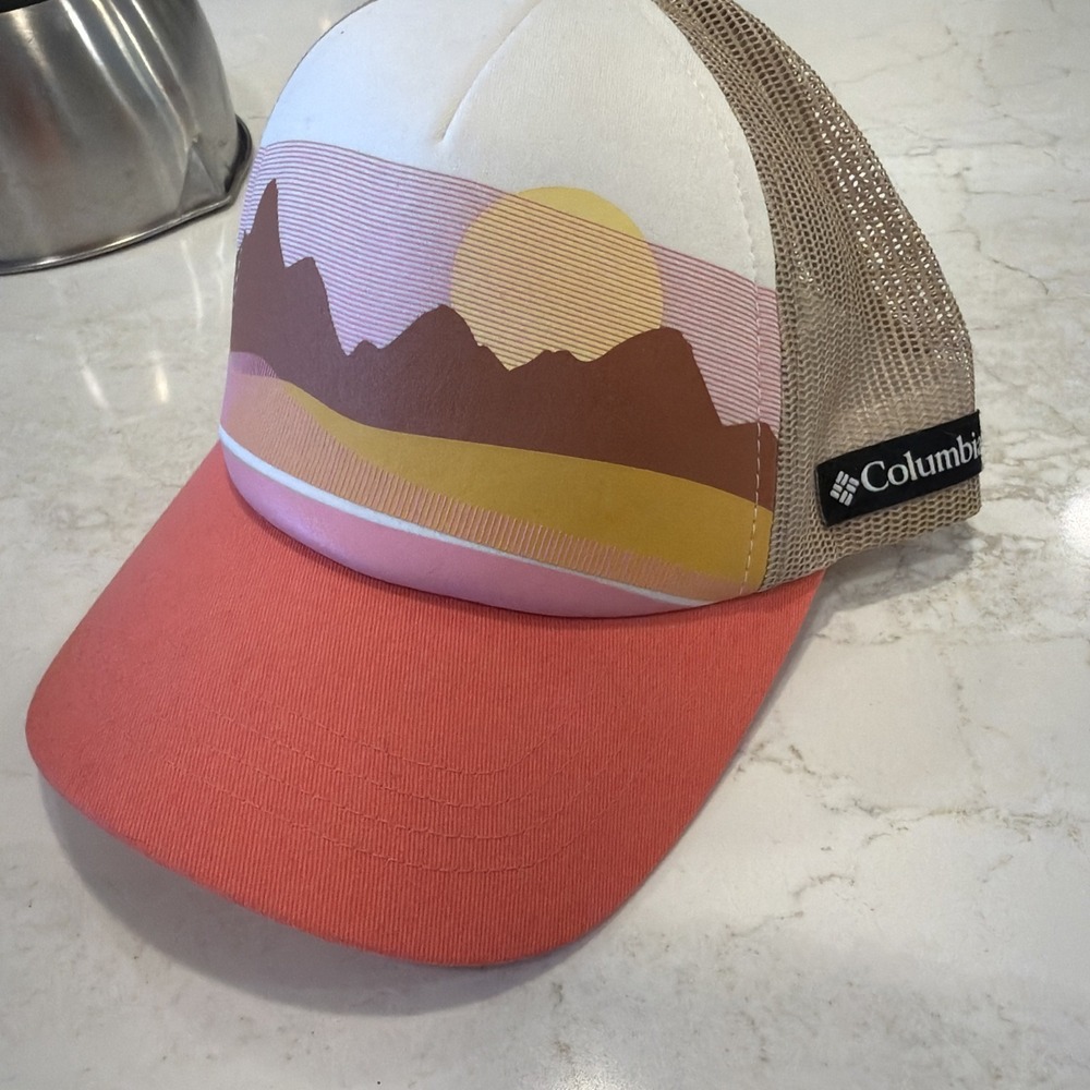 Columbia Women's SnapBack Trucker Hat Sedona Sunset Mountains Boho Adventure